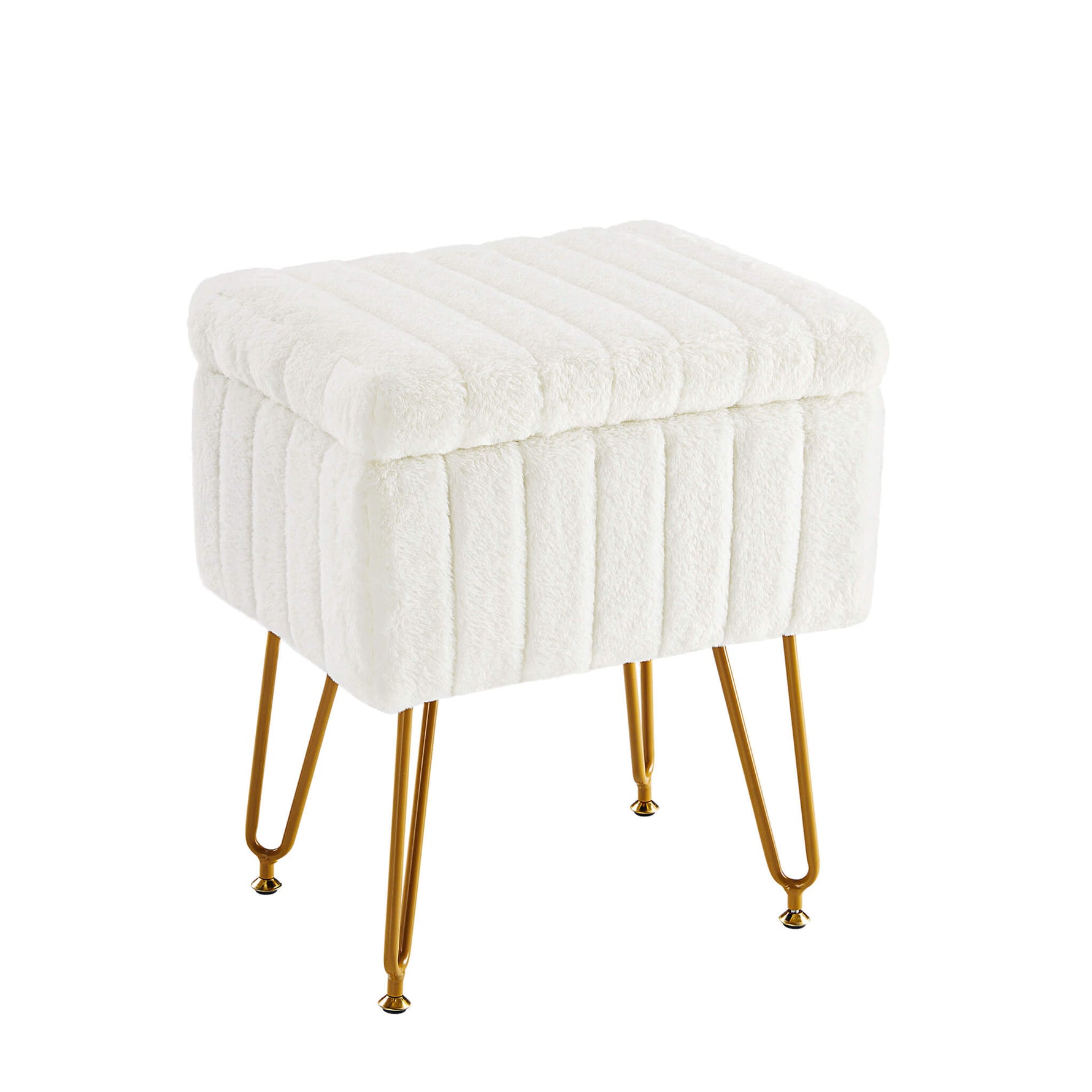 StockMAX Vanity Stool Chair with Storage and Adjustable Metal Feet