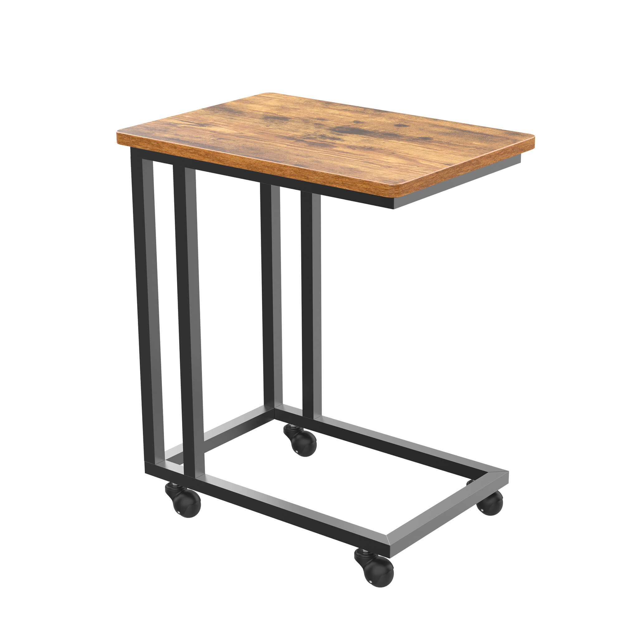 StockMAX C-Shaped Side Table with Removable Casters for Small Spaces