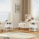 StockMAX Modern Nightstand with Power Outlets and Fabric Drawer