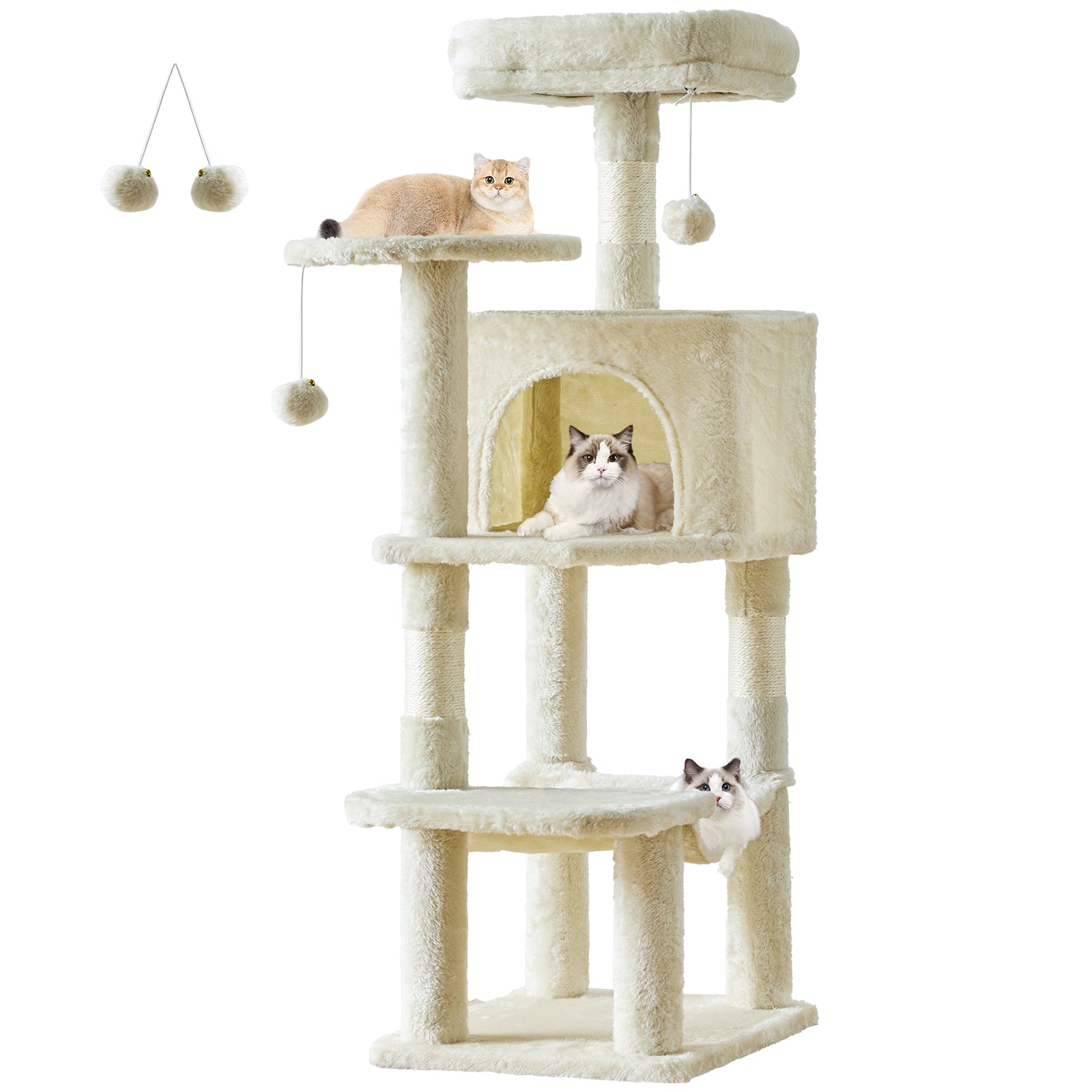 StockMAX 44" Muti-functional Cat Tree Tower with Sisal Scratcing Post and Condo