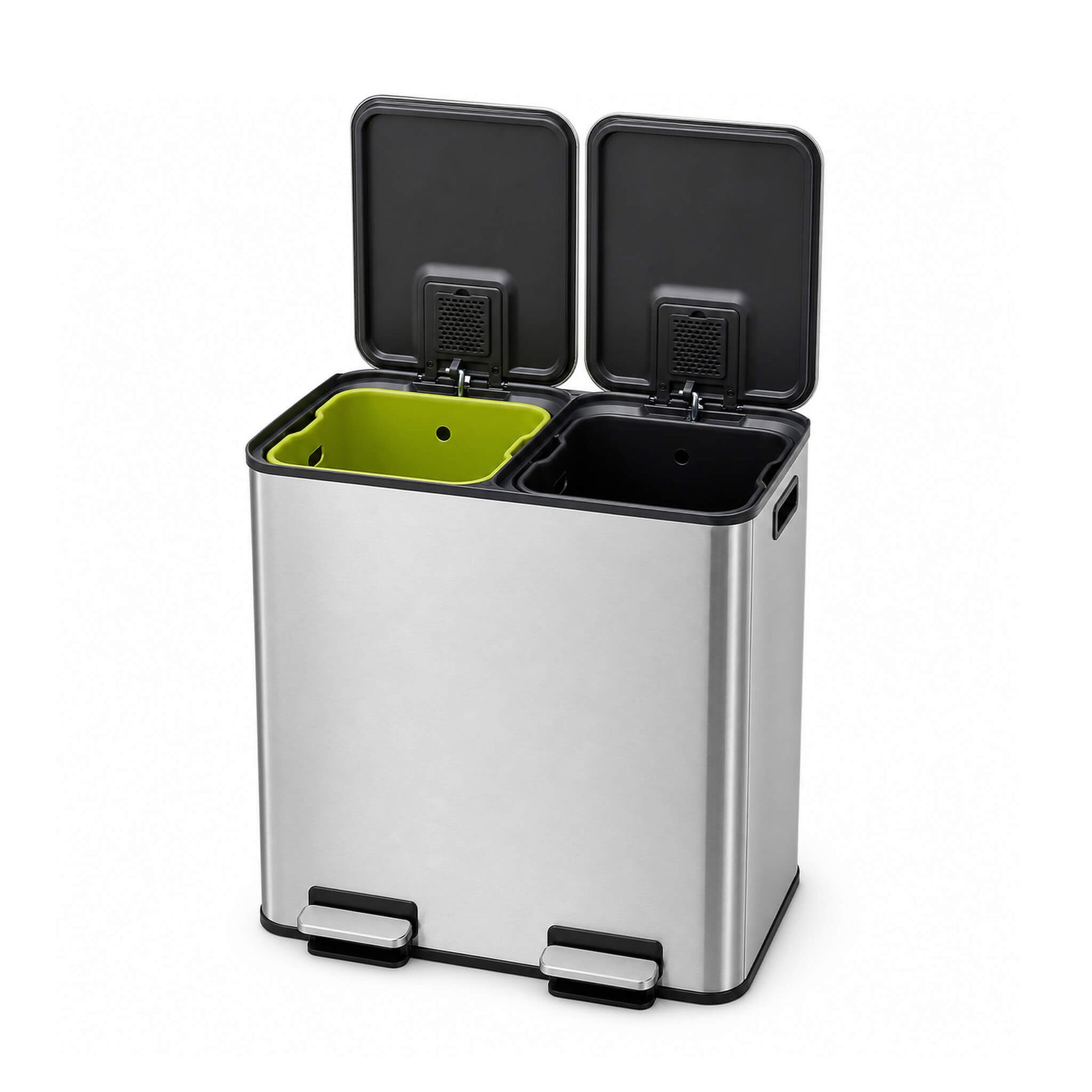 StockMAXDouble-Bin Stainless Steel Trash Can with Lid