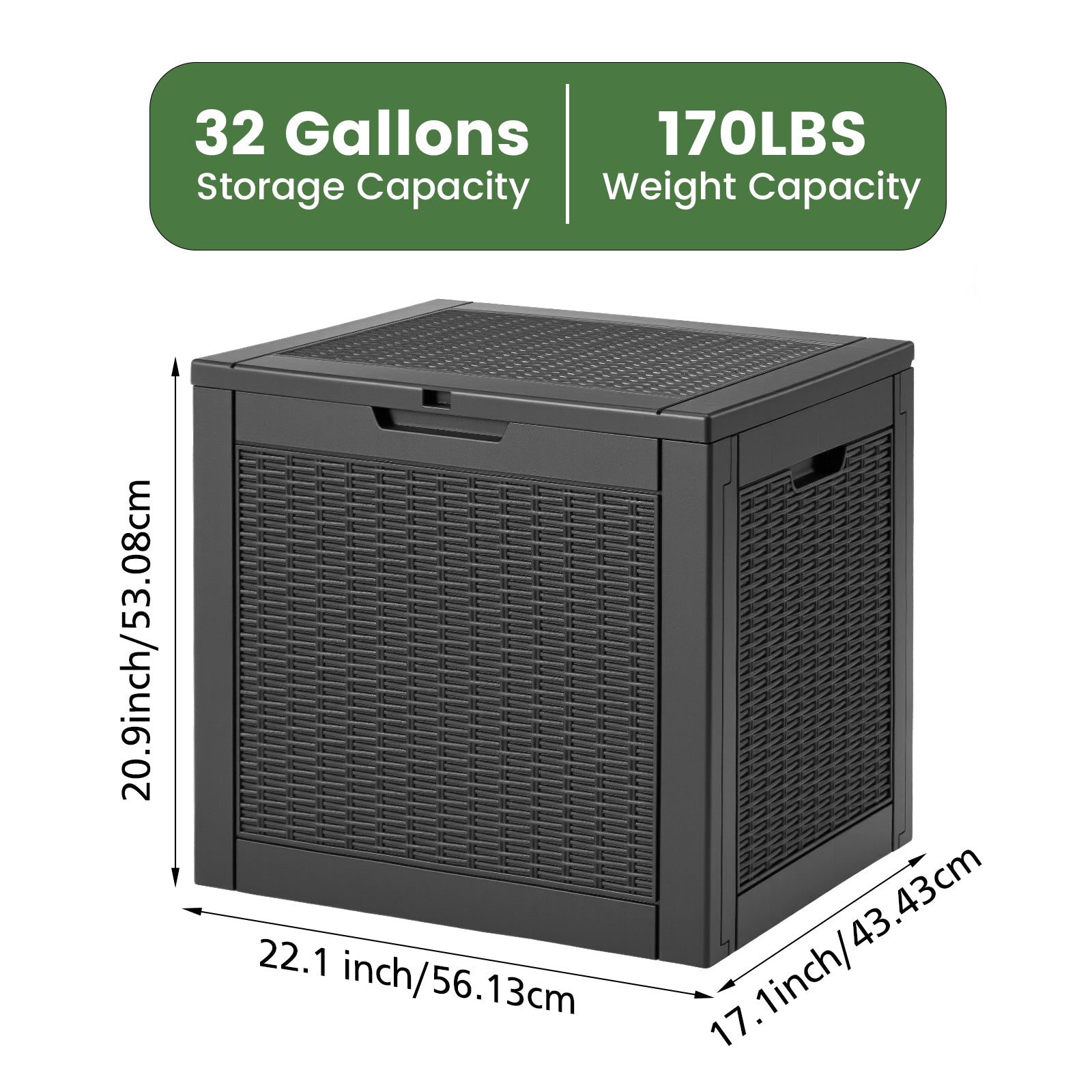 StockMAX 31 Gallon Resin Deck Box, Lockable Patio Storage Box