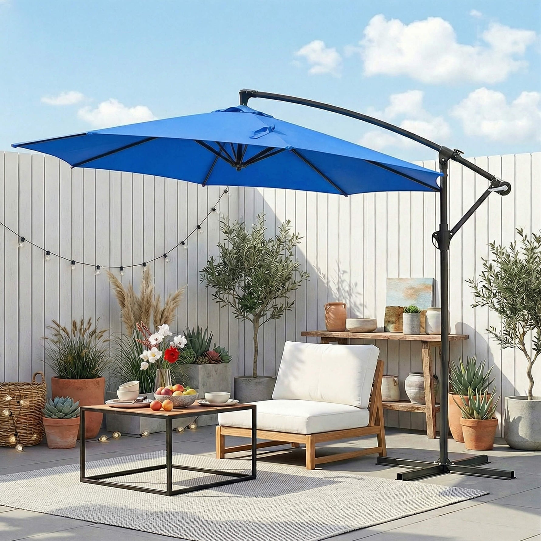 StockMAX 10ft Cantilever Patio Umbrella with Crank Lift Mechanism for Garden, Backyard, Poolside