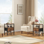 StockMAX Modern Nightstand with Power Outlets and Fabric Drawer