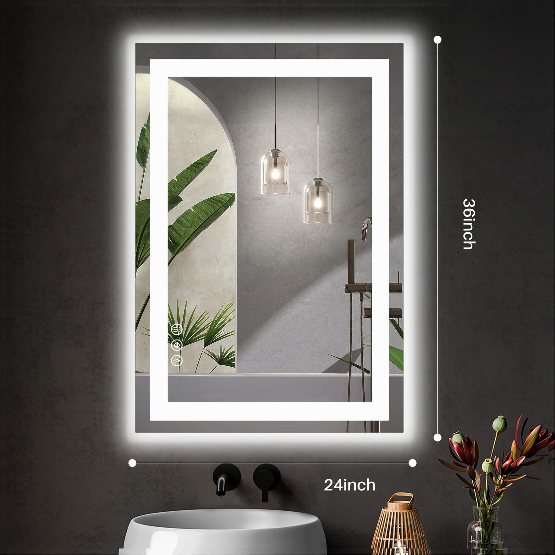 StockMAX Rectangular LED Bathroom Mirror with Anti-Fog & Touch Control