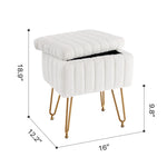 StockMAX Vanity Stool Chair with Storage and Adjustable Metal Feet