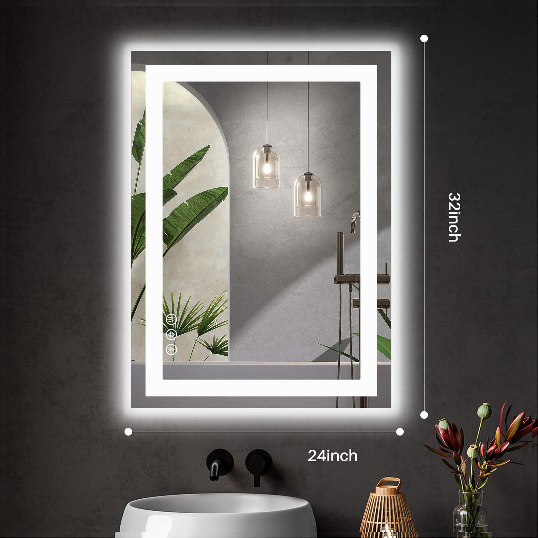 StockMAX Rectangular LED Bathroom Mirror with Anti-Fog & Touch Control