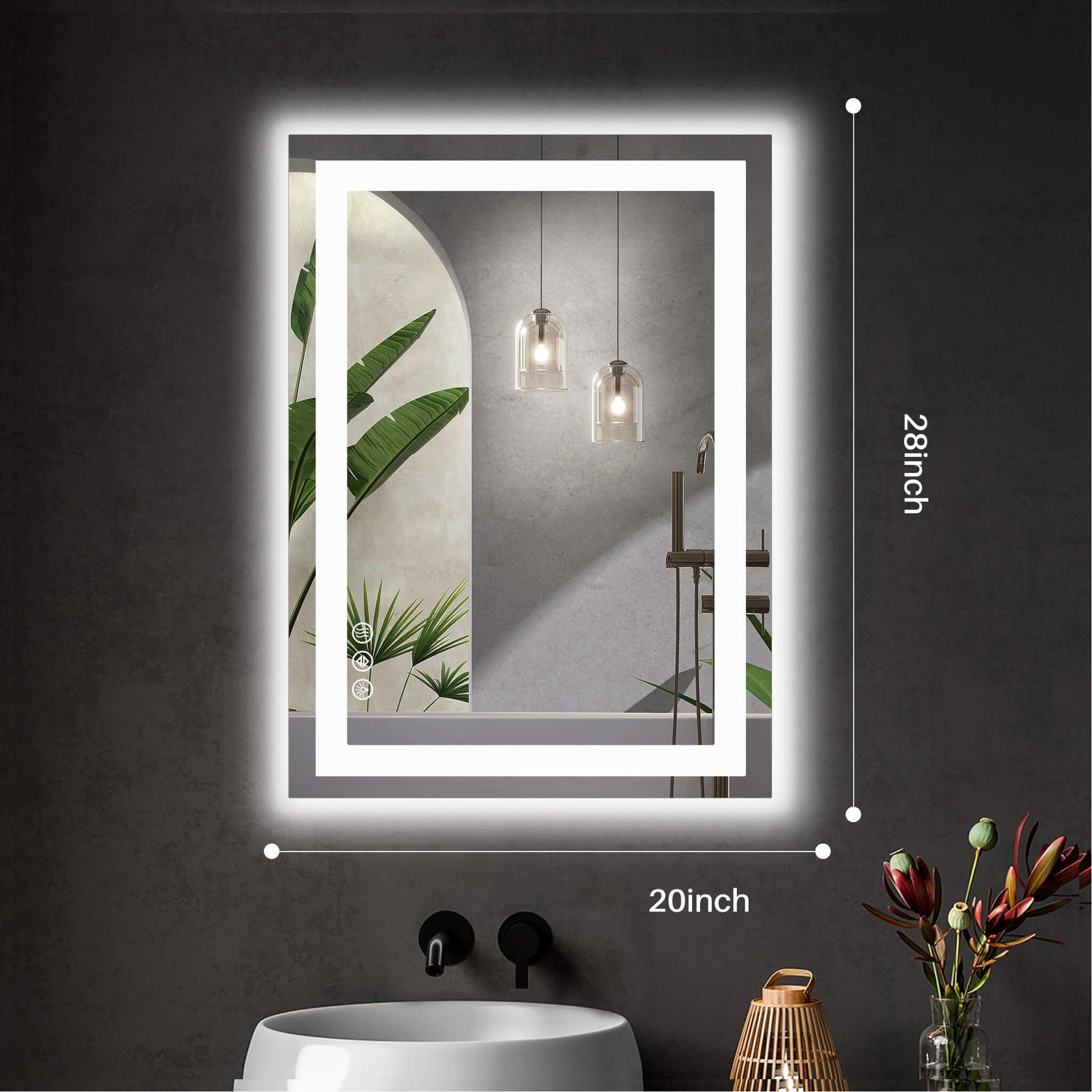 StockMAX Rectangular LED Bathroom Mirror with Anti-Fog & Touch Control