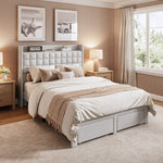 StockMAX Upholstered Heavy Duty Platform Bed Frame with Drawers