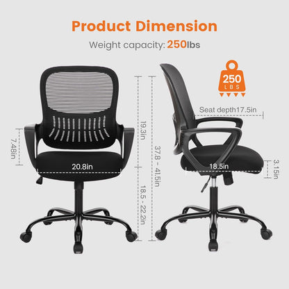 Ergonomic Mid-Back Mesh Rolling Work Swivel Chairs with Wheels 3718