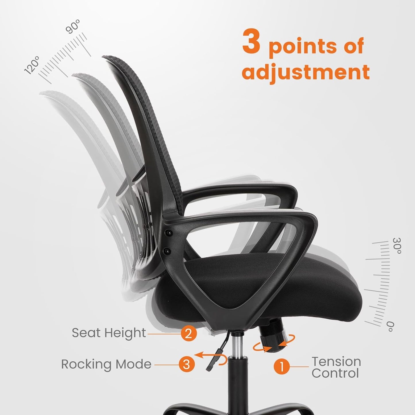 Ergonomic Mid-Back Mesh Rolling Work Swivel Chairs with Wheels 3718