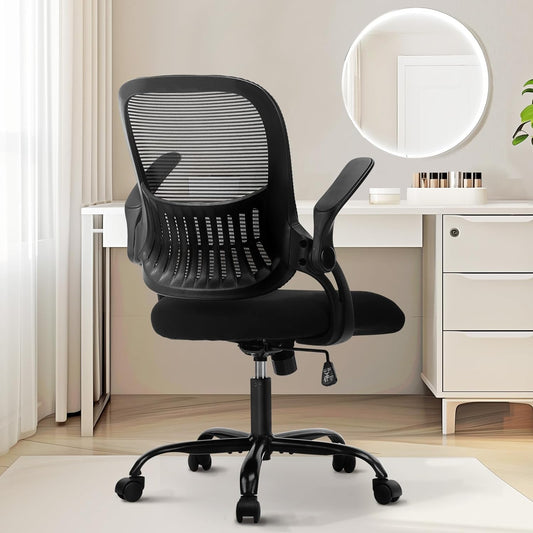 Mid-Back Mesh Rolling Work Swivel Chairs with Adjustable Arms 3718