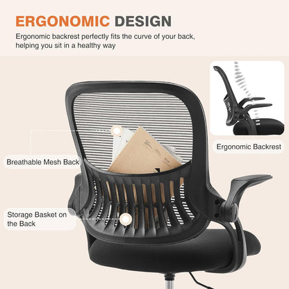 Mid-Back Mesh Rolling Work Swivel Chairs with Adjustable Arms 3718