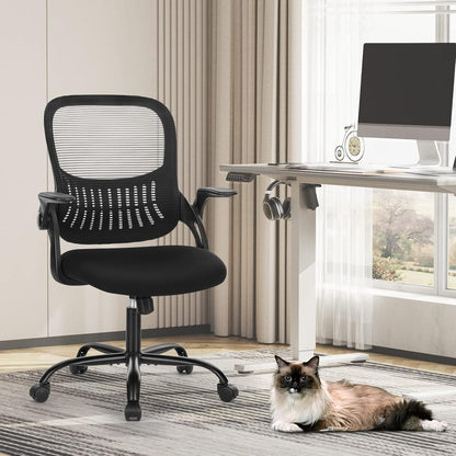 Mid-Back Mesh Rolling Work Swivel Chairs with Adjustable Arms 3718