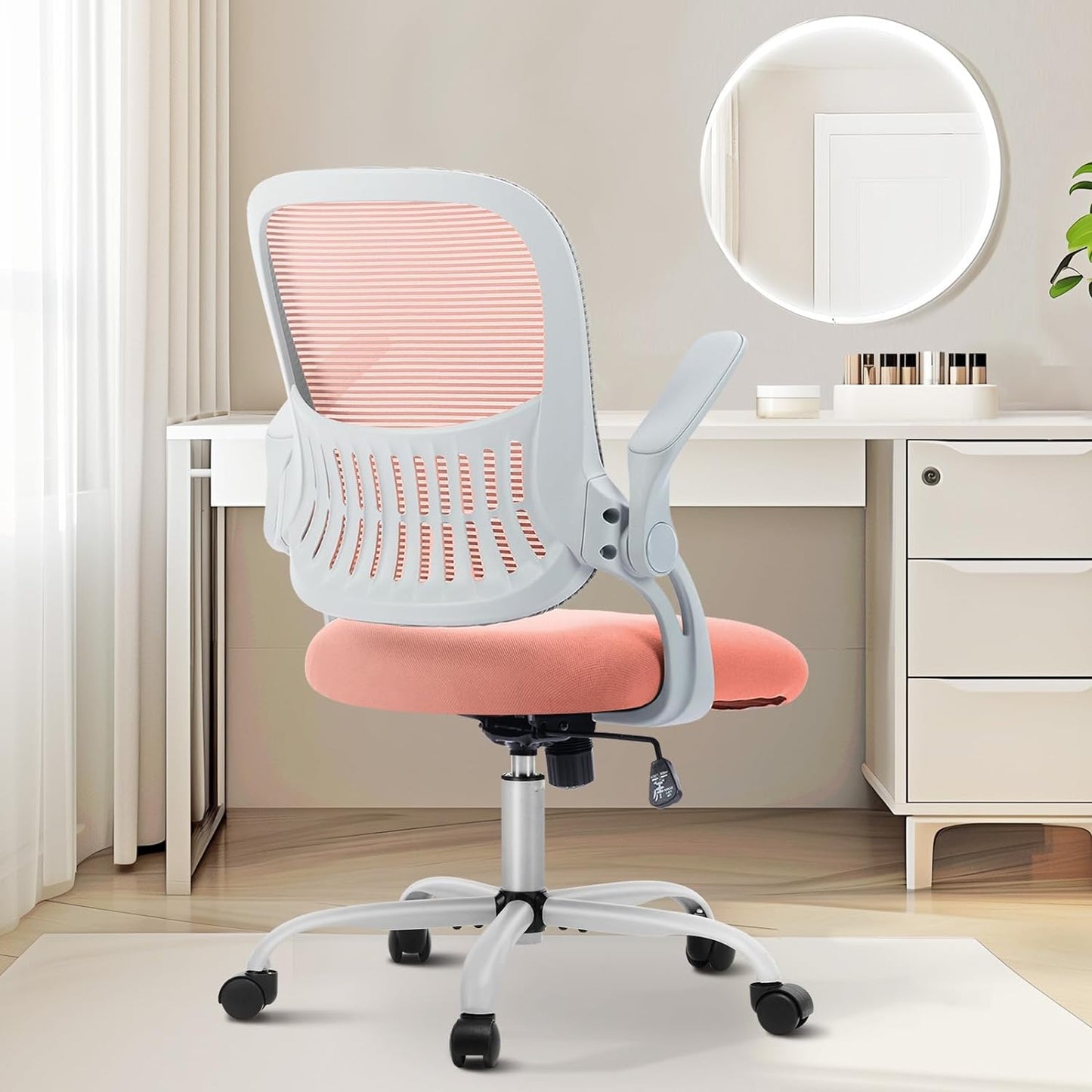 Mid-Back Mesh Rolling Work Swivel Chairs with Adjustable Arms 3718