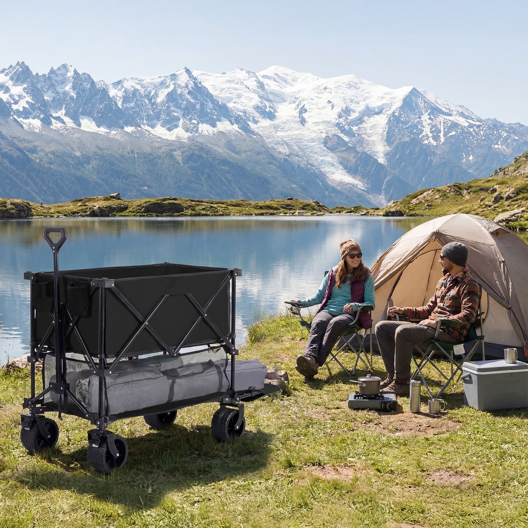 StockMAX HaulMaster 400L Folding Wagon Cart for Camping and Outdoor Use