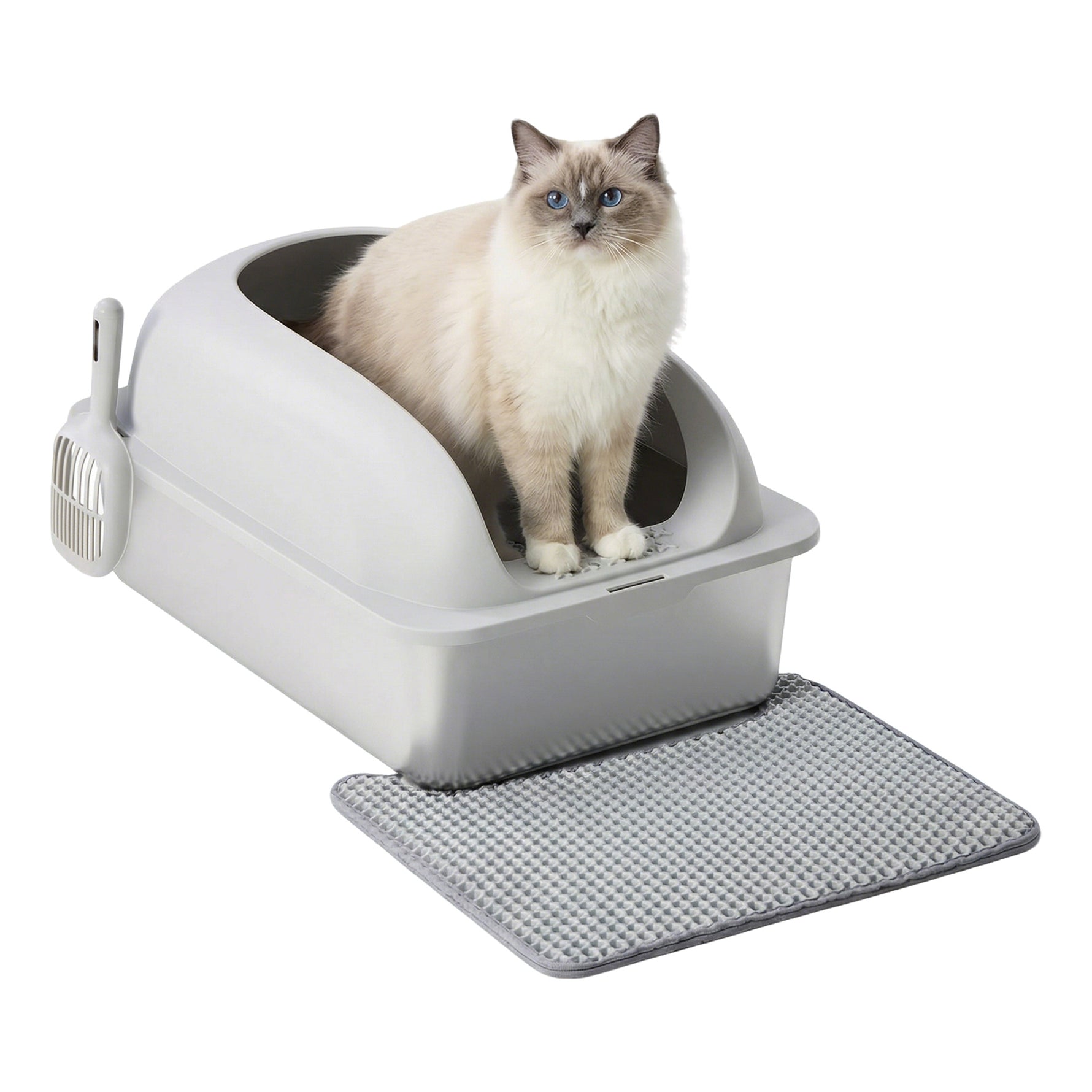 StockMAX Stainless Steel Cat Litter Box with Scoop & Double-Layer Mat