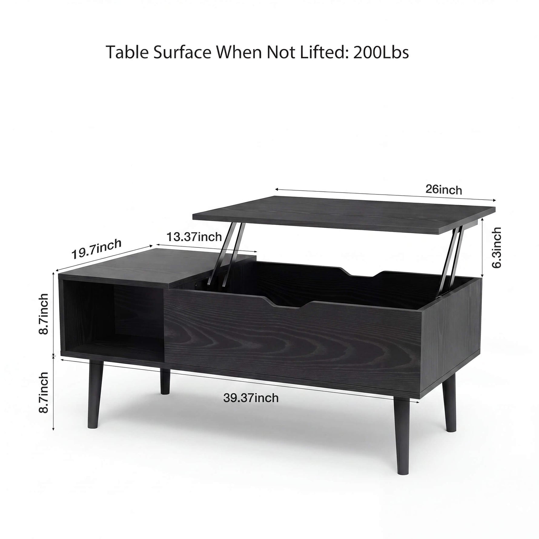 StockMAX Coffee Table Liftable with Storage for Living Room