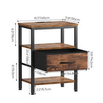 StockMAX Modern Nightstand with Power Outlets and Fabric Drawer