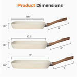 StockMAX Nonstick Cookware Set, Square Frying Pan Set with Wooden Handle