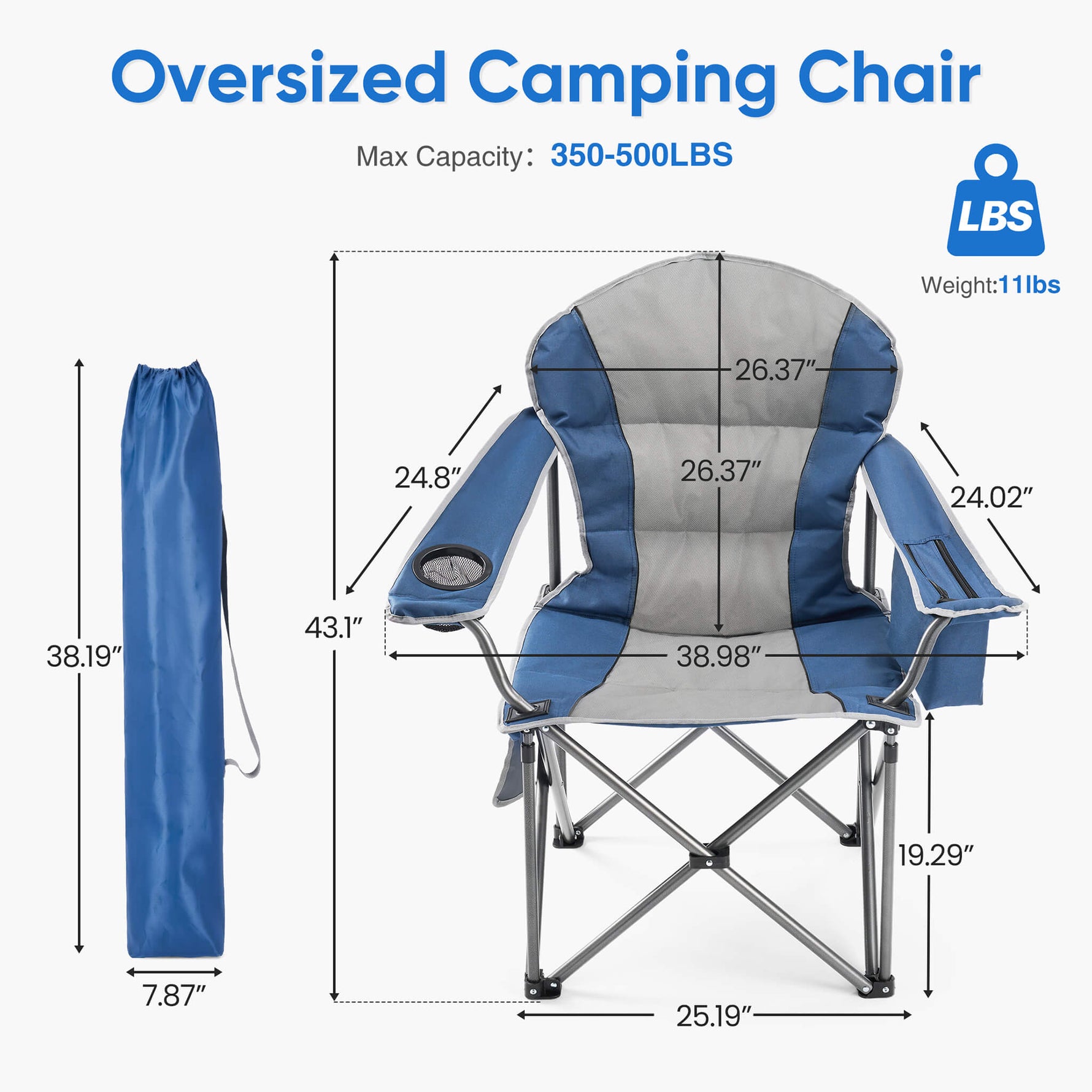 StockMAX Portable Folding Camping Chair with Side Pocket