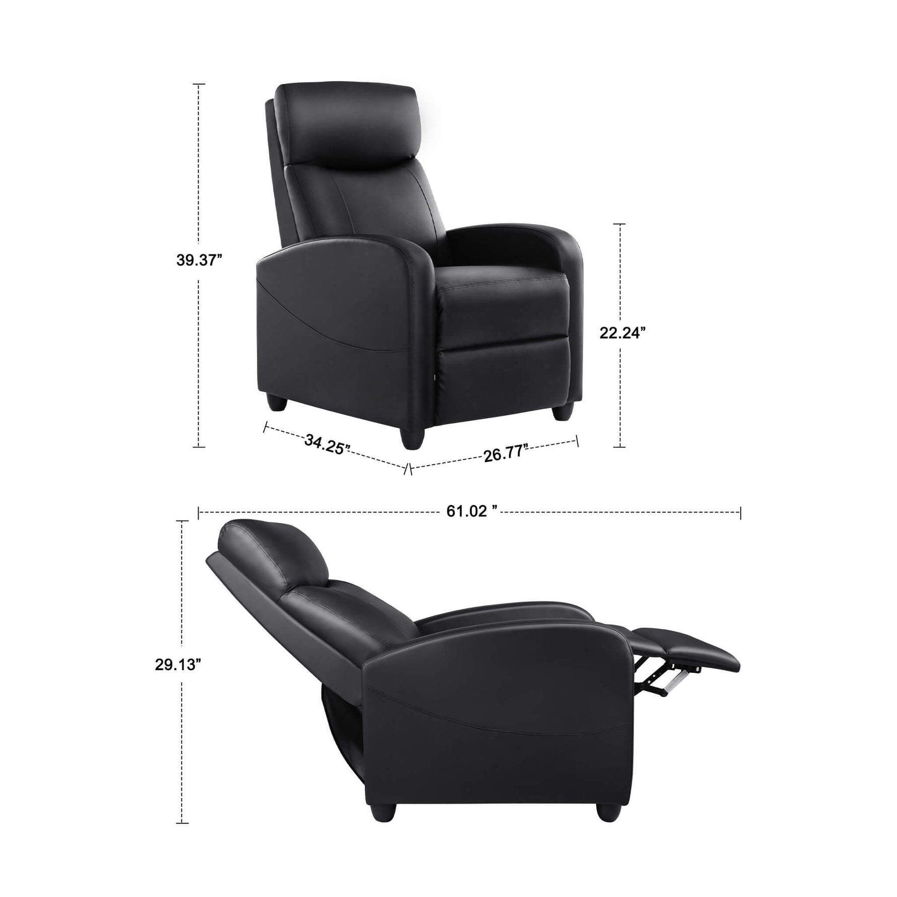 StockMAX Manual Recliner Massage and Heating for Living Room
