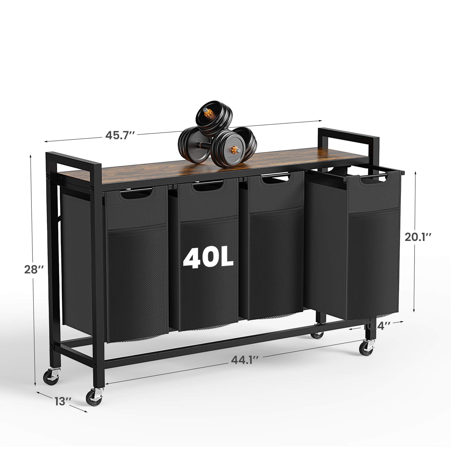 StockMAX Rolling Laundry Basket with Shelf with Multiple Drawers