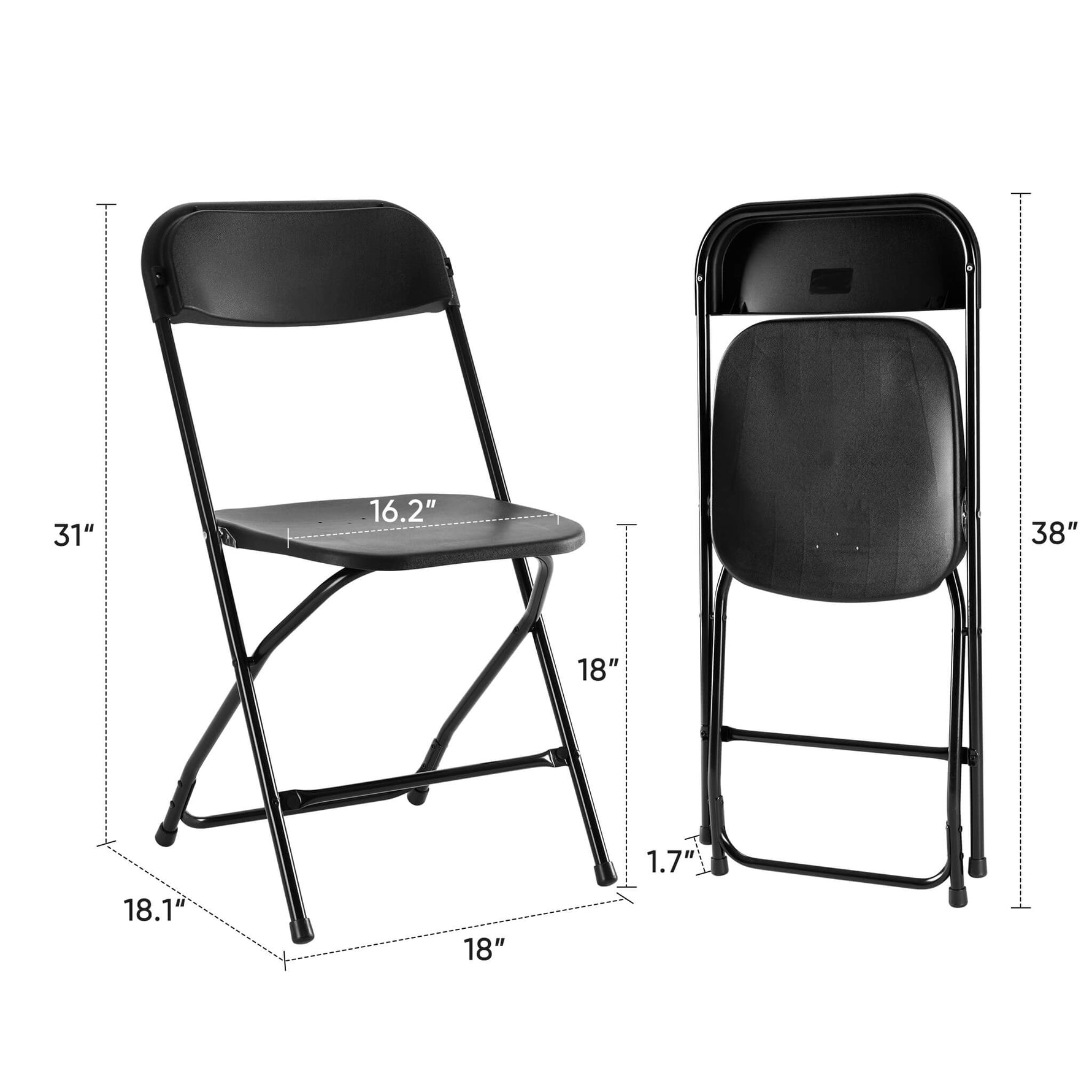 StockMAX Lightweight Plastic Folding Chair for Indoor & Outdoor Use（4-Piece Set）
