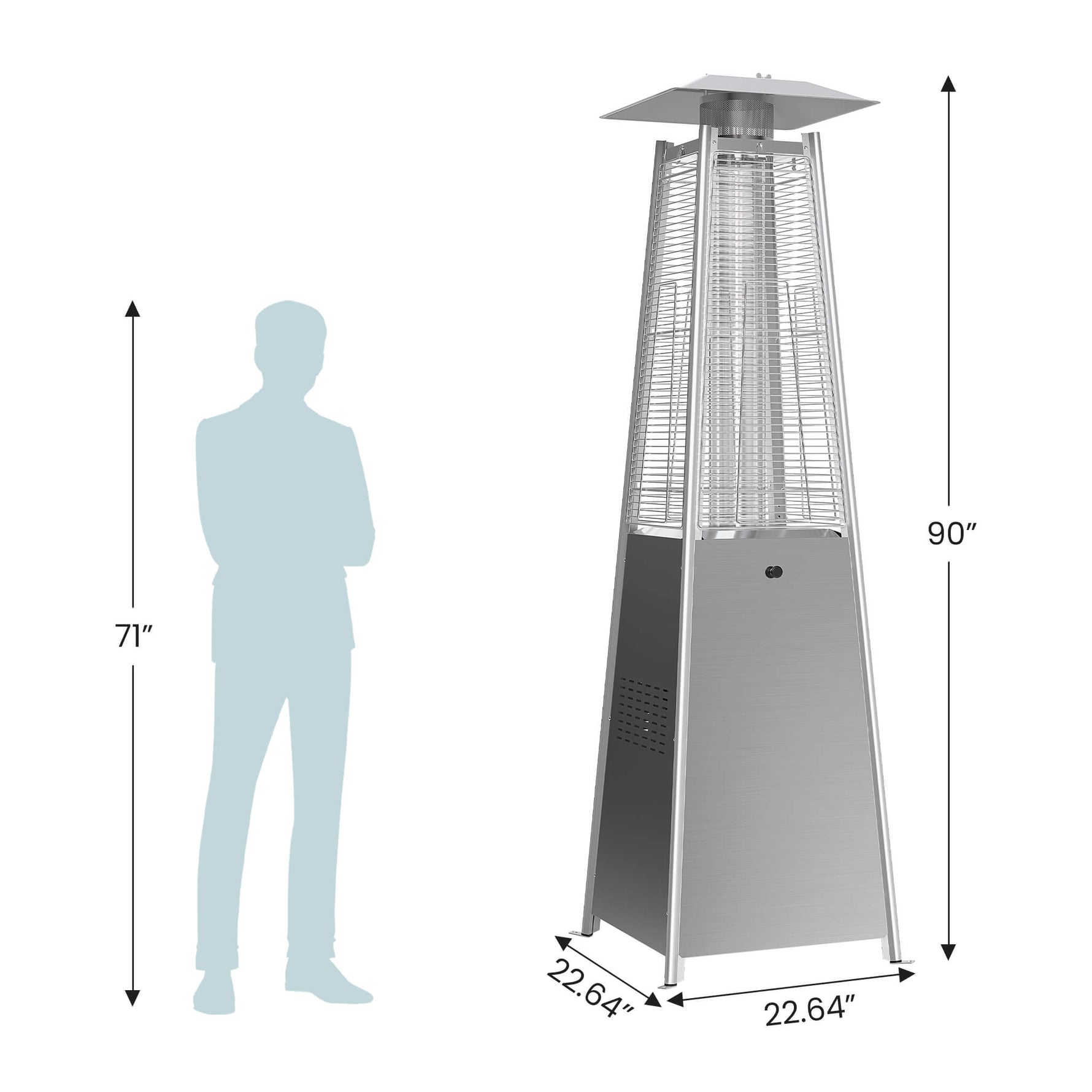 StockMAX 48,000 BTU Pyramid Propane Gas Patio Heater with LED Light