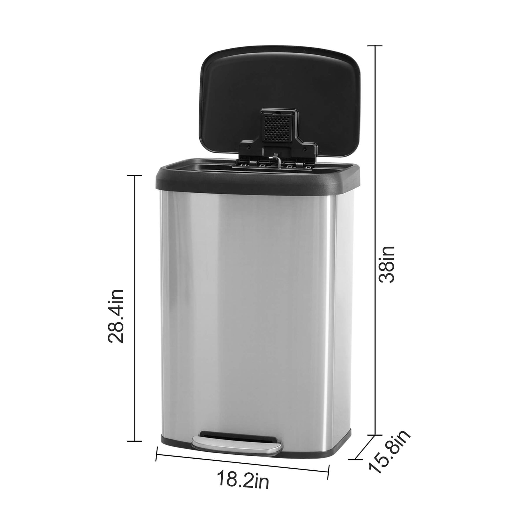 StockMAX 21 Gallon Step-On Trash Can with Lid for Kitchen and Home Use