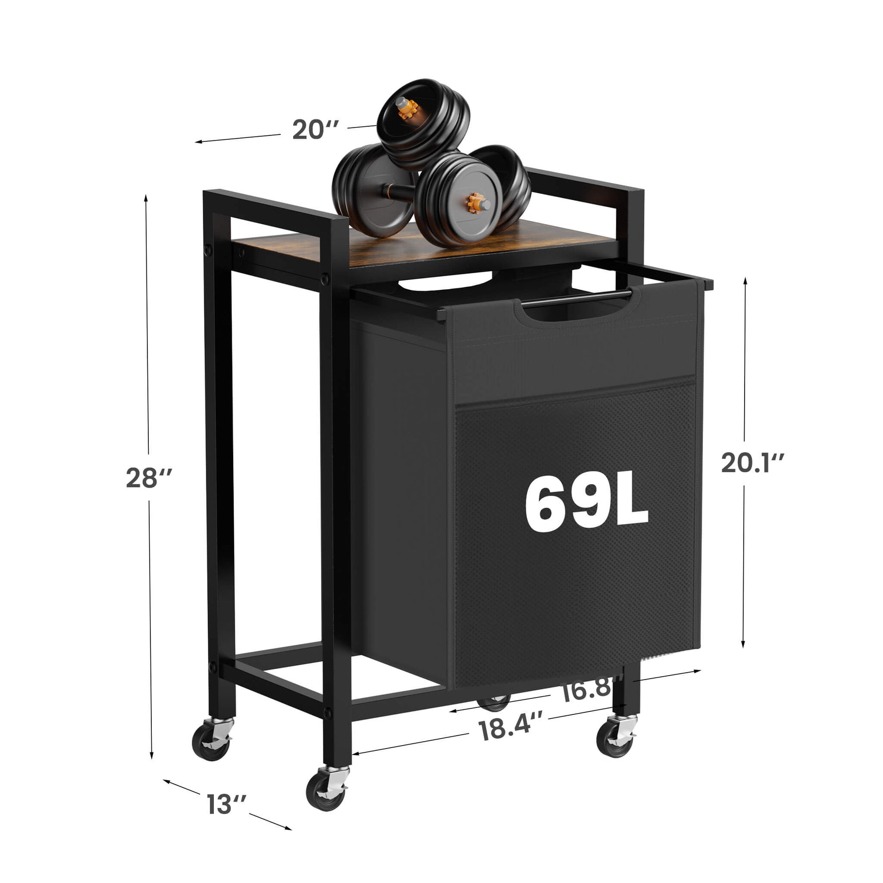 StockMAX Rolling Laundry Basket with Shelf with Multiple Drawers