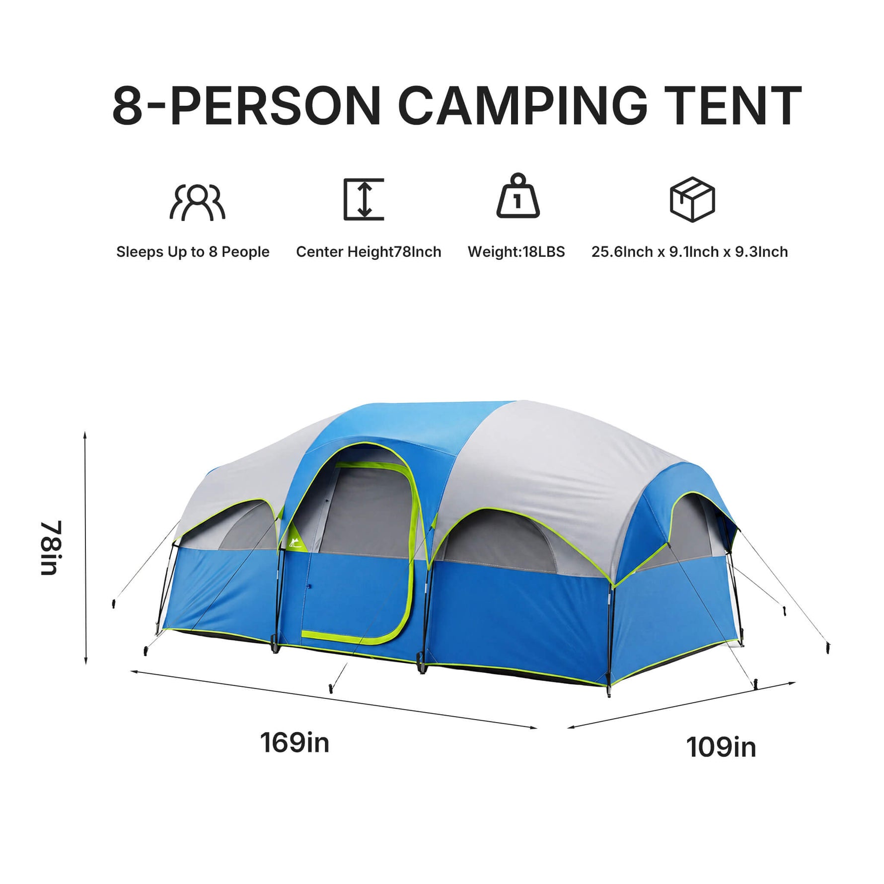 StockMAX 8‑Person Family Camping Tent for Outdoor Camping