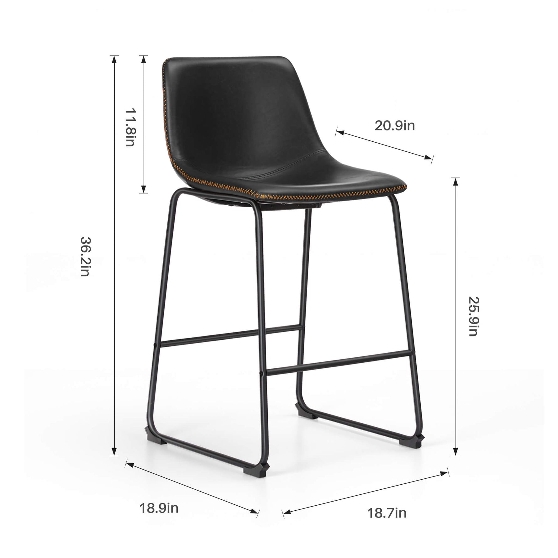 StockMAX Barstool, Industrial Faux Leather, for Kitchen Dining Room