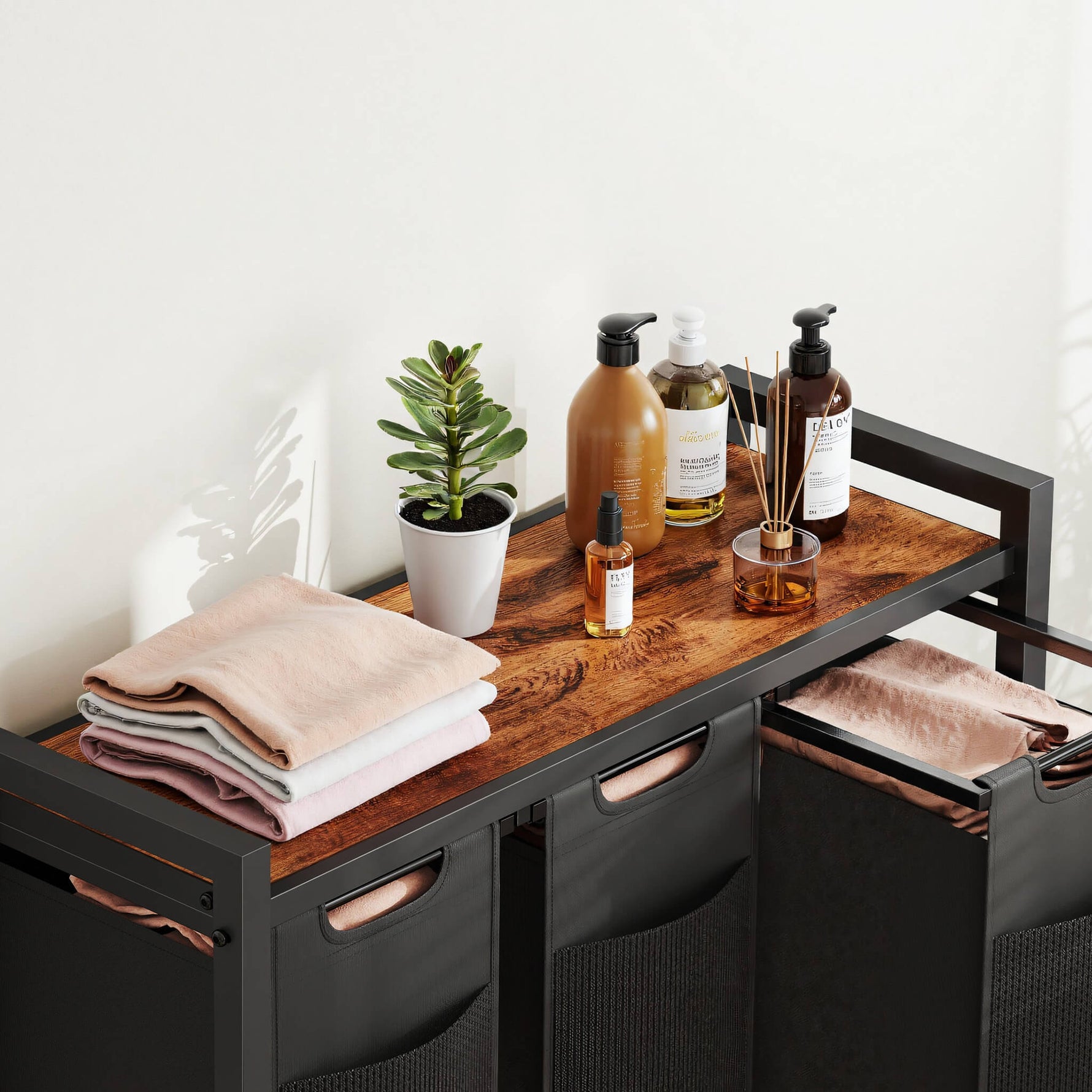 StockMAX Rolling Laundry Basket with Shelf with Multiple Drawers