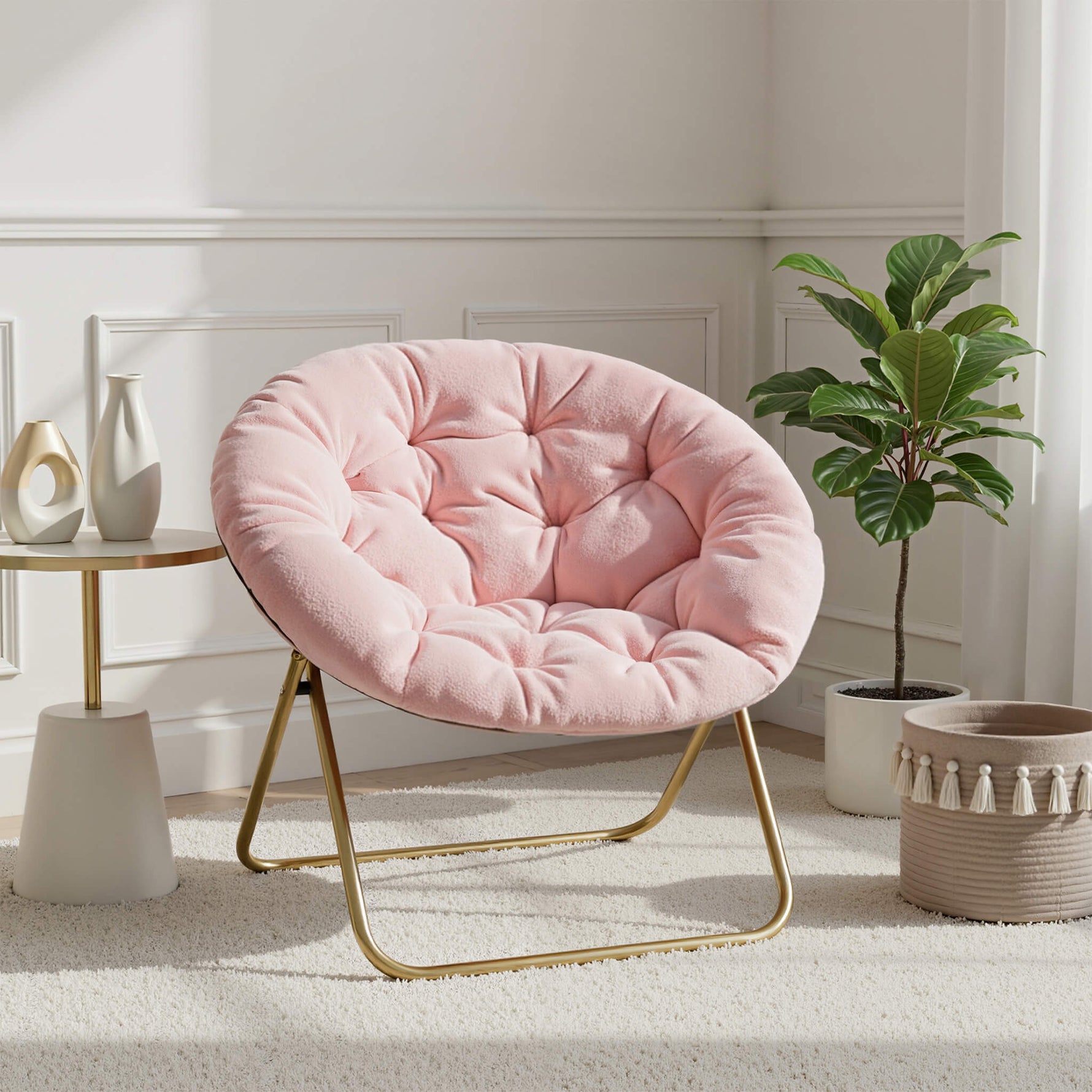 StockMAX Foldable Saucer Moon Chair for Living Room