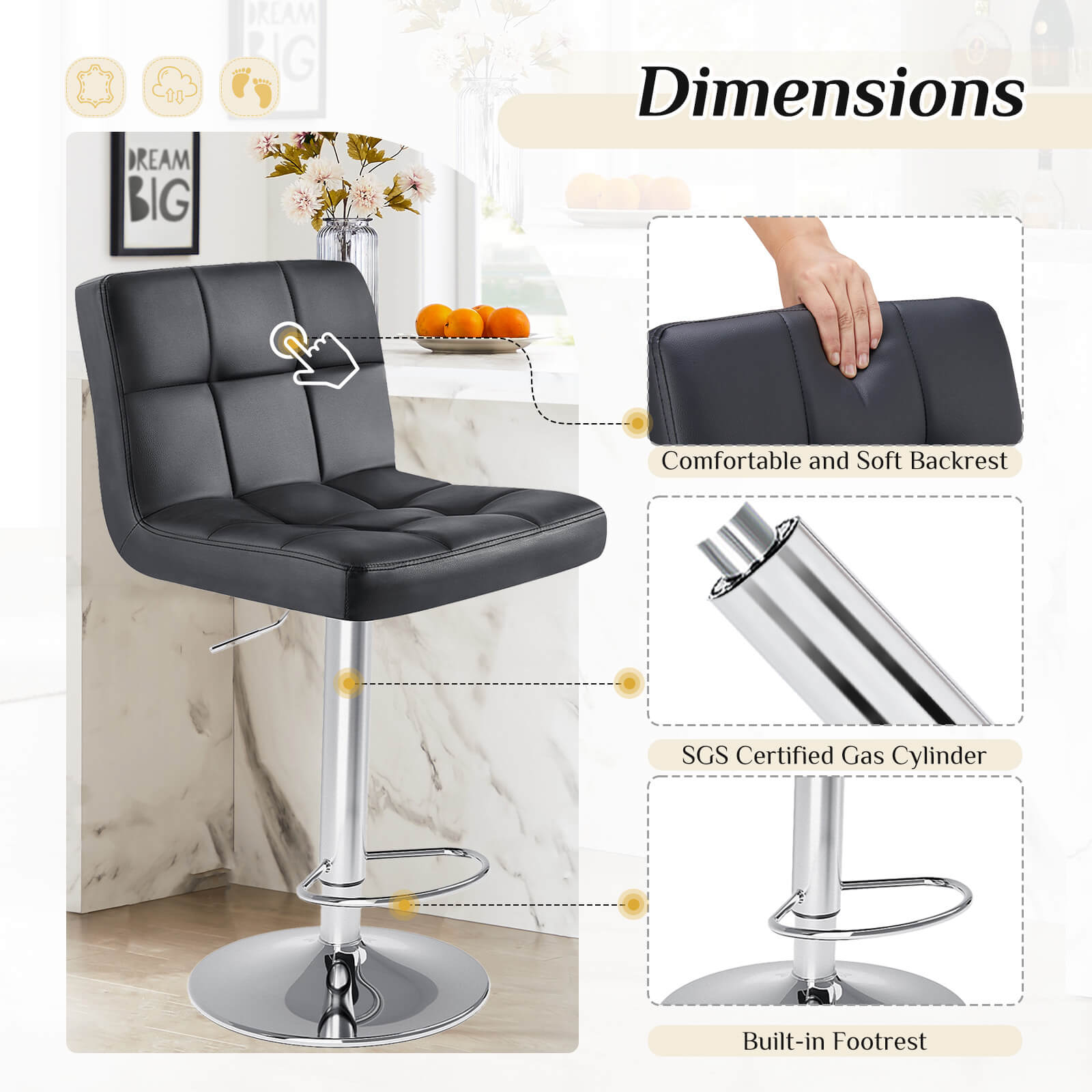 StockMAX Barstool Swivel Lift Bar Essentials