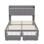 StockMAX Upholstered Heavy Duty Platform Bed Frame with Drawers