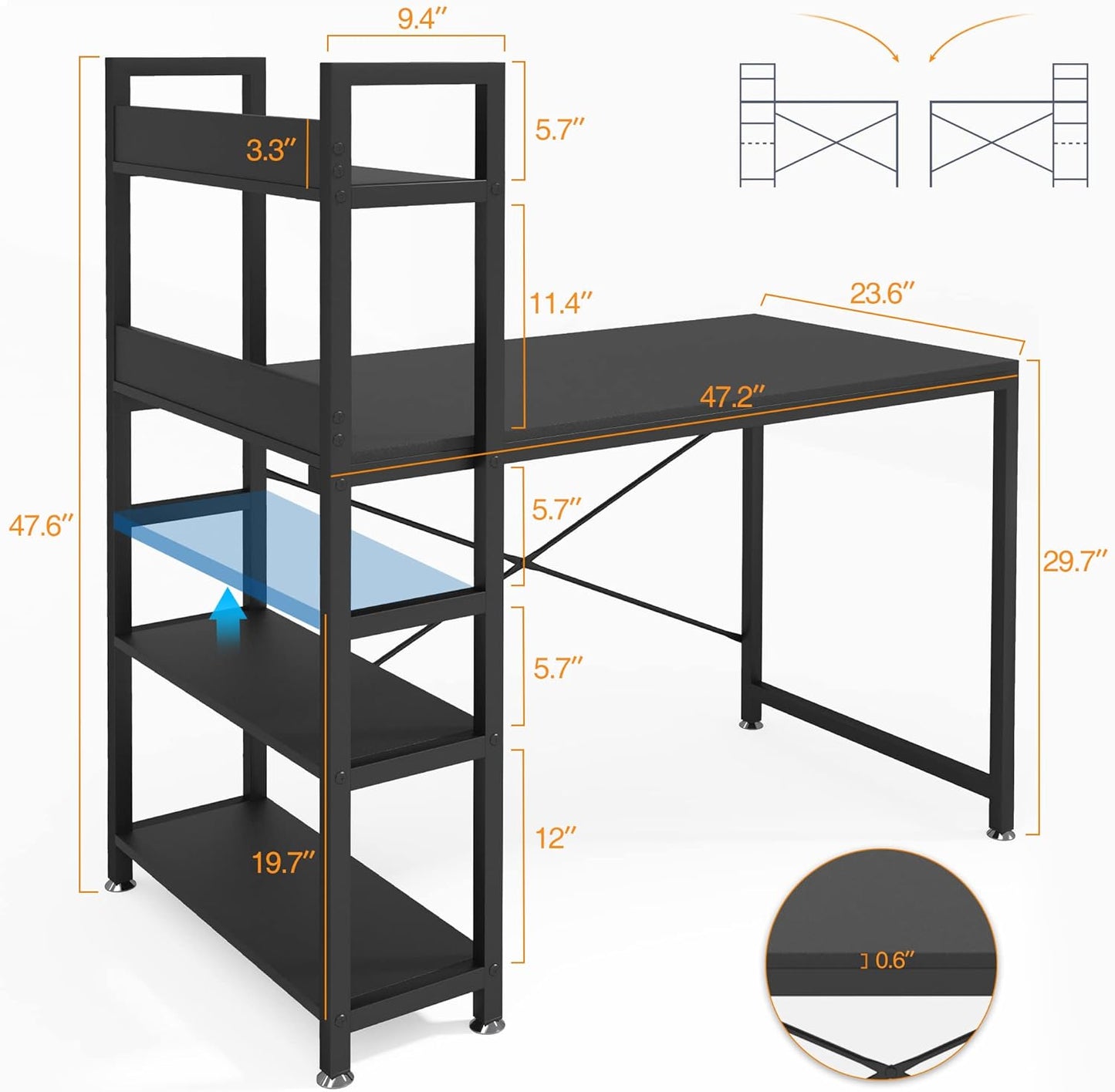 Desk with 4 Tiers Shelves F03SJ