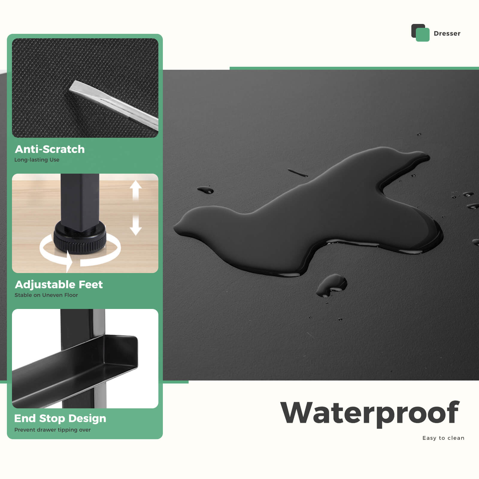 StockMAX Dresser Wooden Top with Storage for Living Room Bedroom