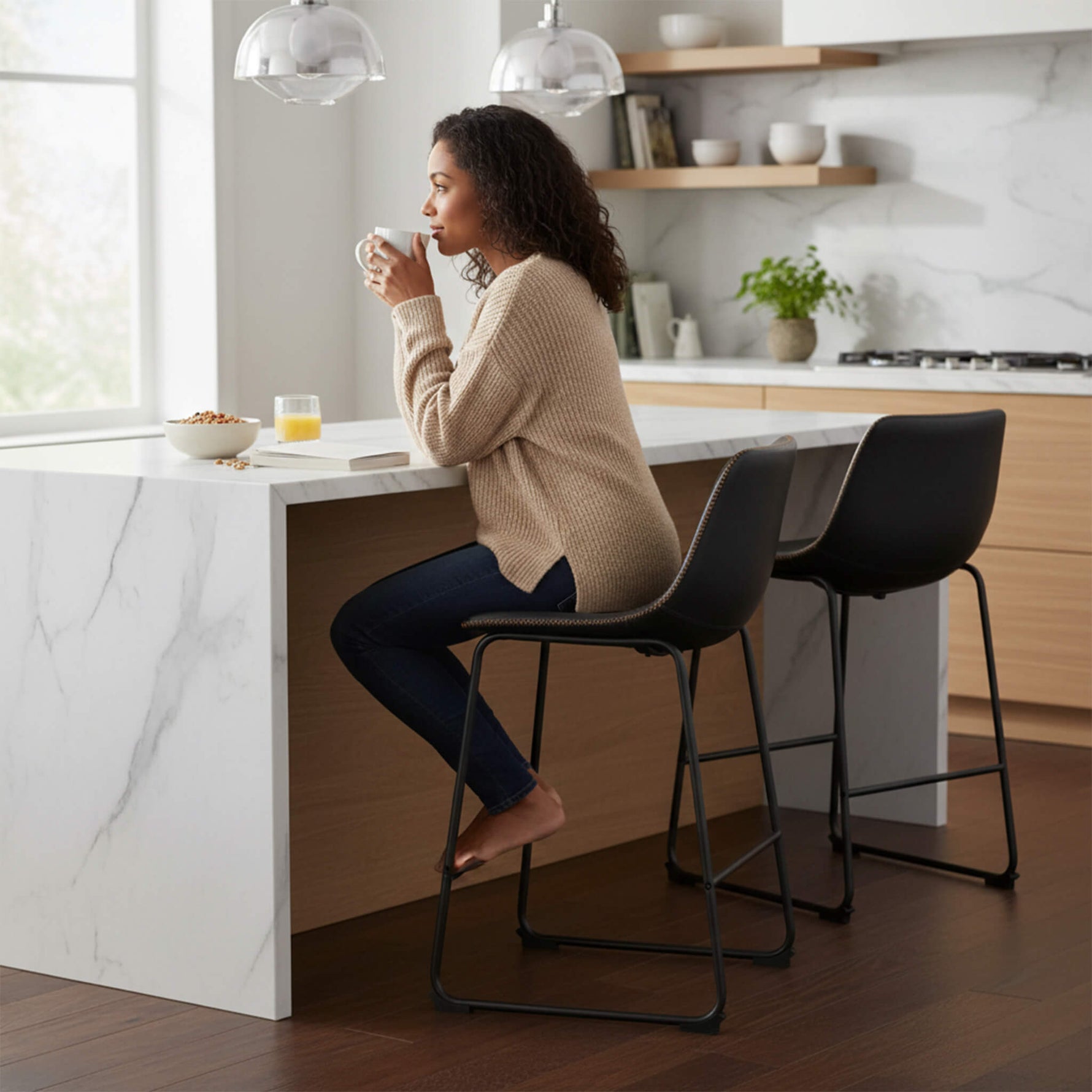 StockMAX Barstool, Industrial Faux Leather, for Kitchen Dining Room