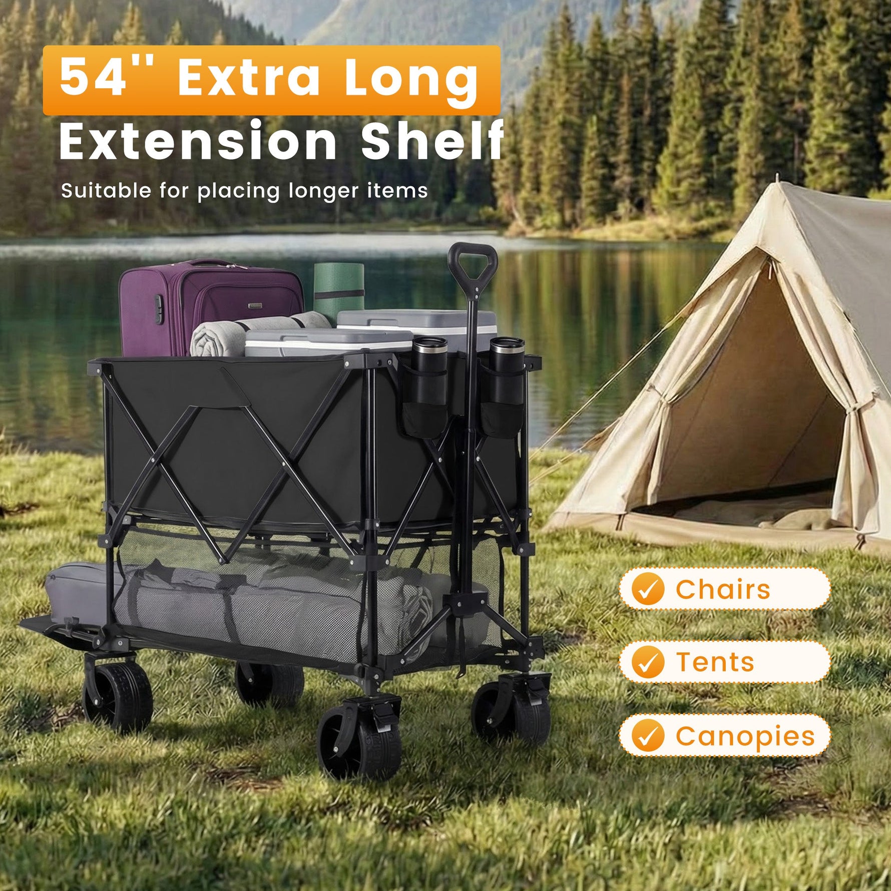 StockMAX HaulMaster 400L Folding Wagon Cart for Camping and Outdoor Use