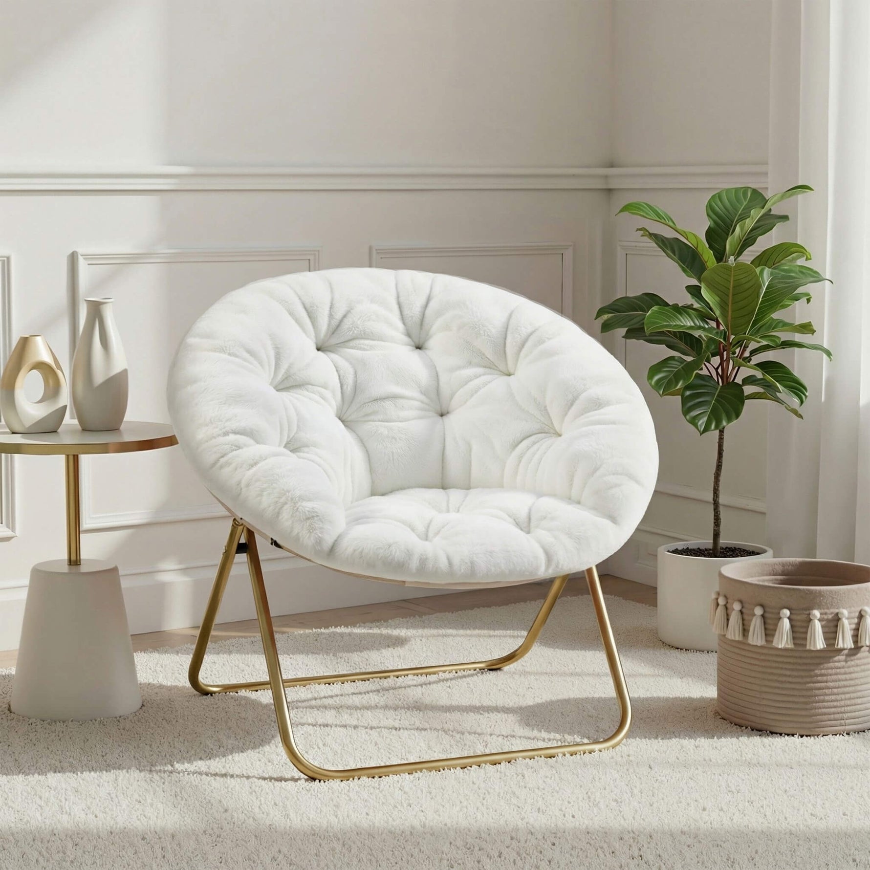 StockMAX Foldable Saucer Moon Chair for Living Room