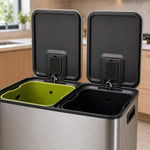 StockMAXDouble-Bin Stainless Steel Trash Can with Lid