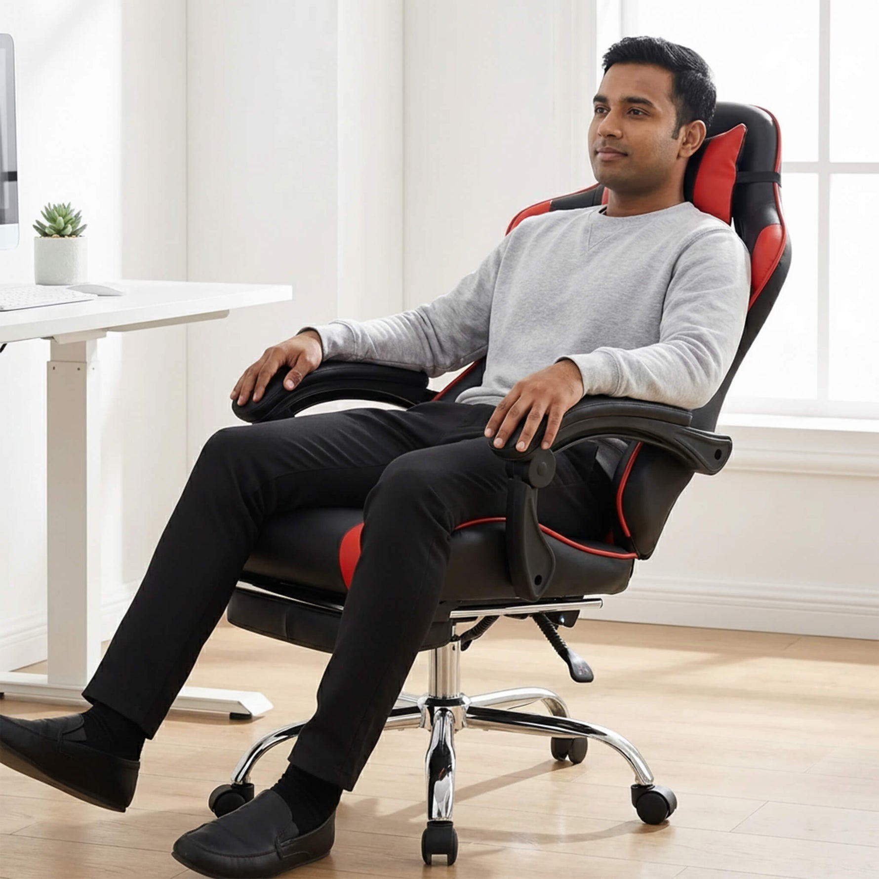 StockMAX Gaming Chair with Footrest Upholstered Armrests for Home Office