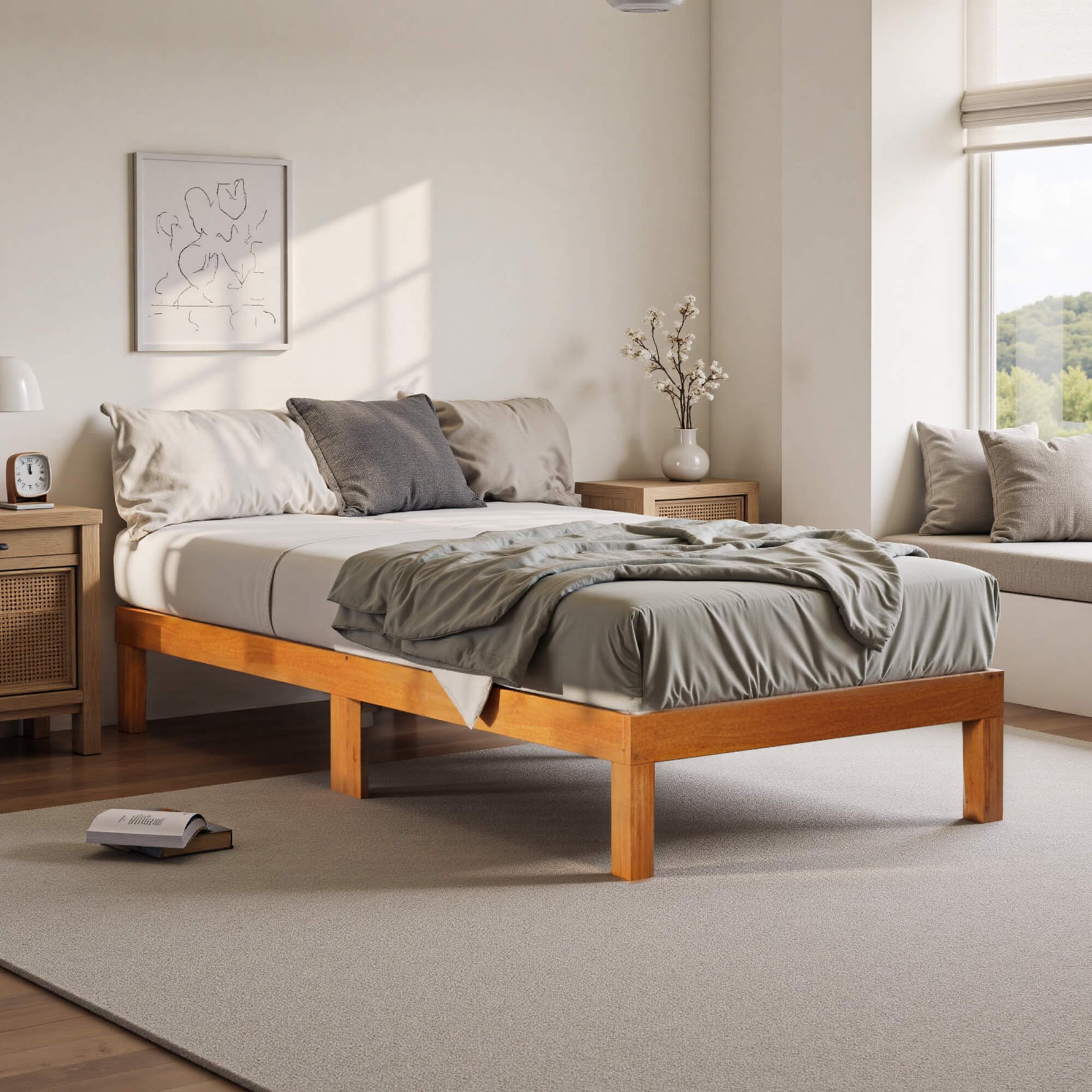 StockMAX Minimalist Solid Wood Bed Frame for Bedroom