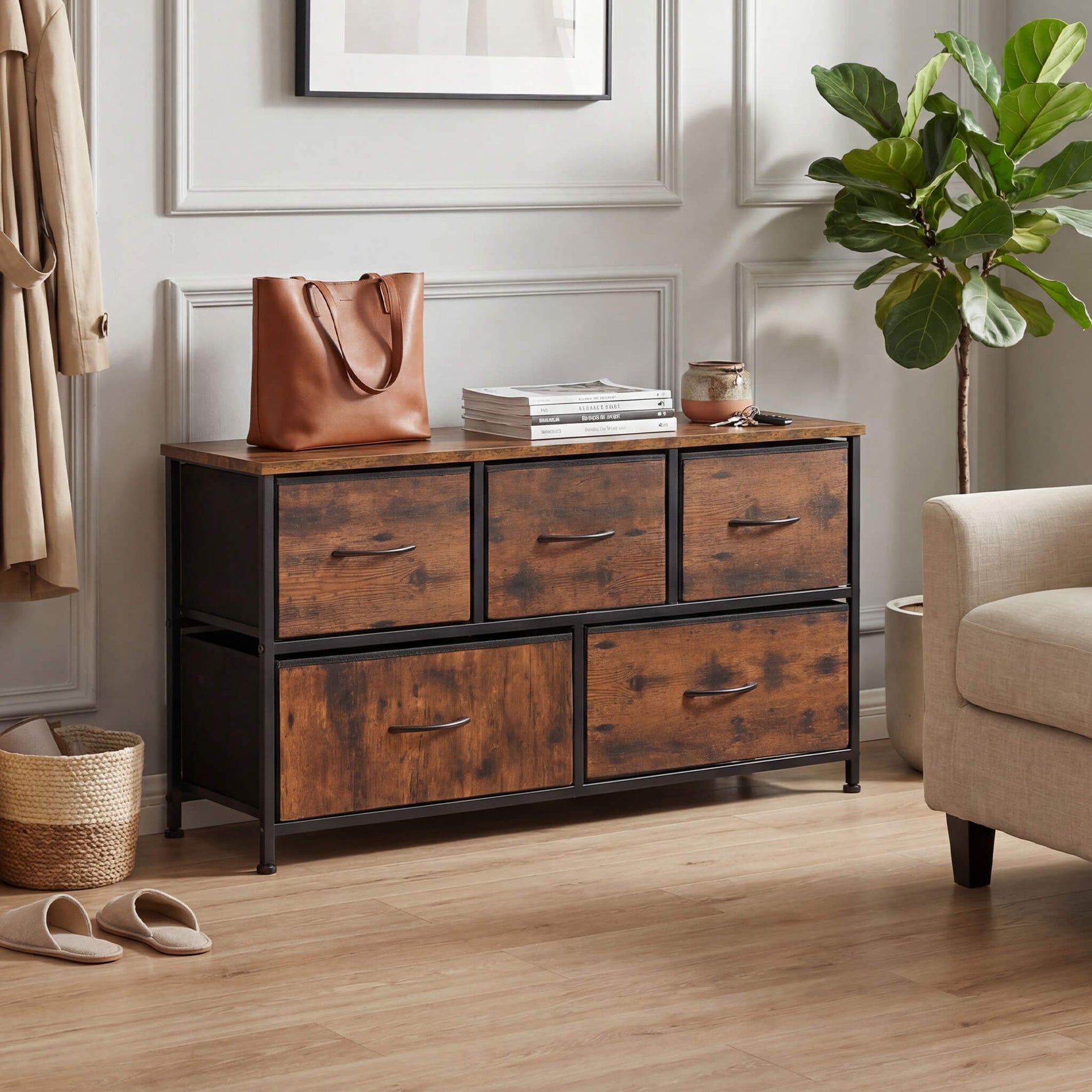 StockMAX Storage Cabinet with Metal Frame for Bedroom Dresser