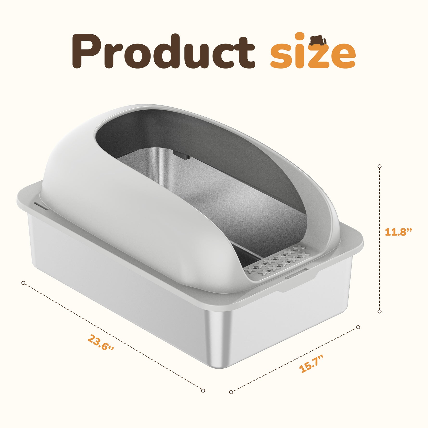 StockMAX Stainless Steel Cat Litter Box with Scoop & Double-Layer Mat