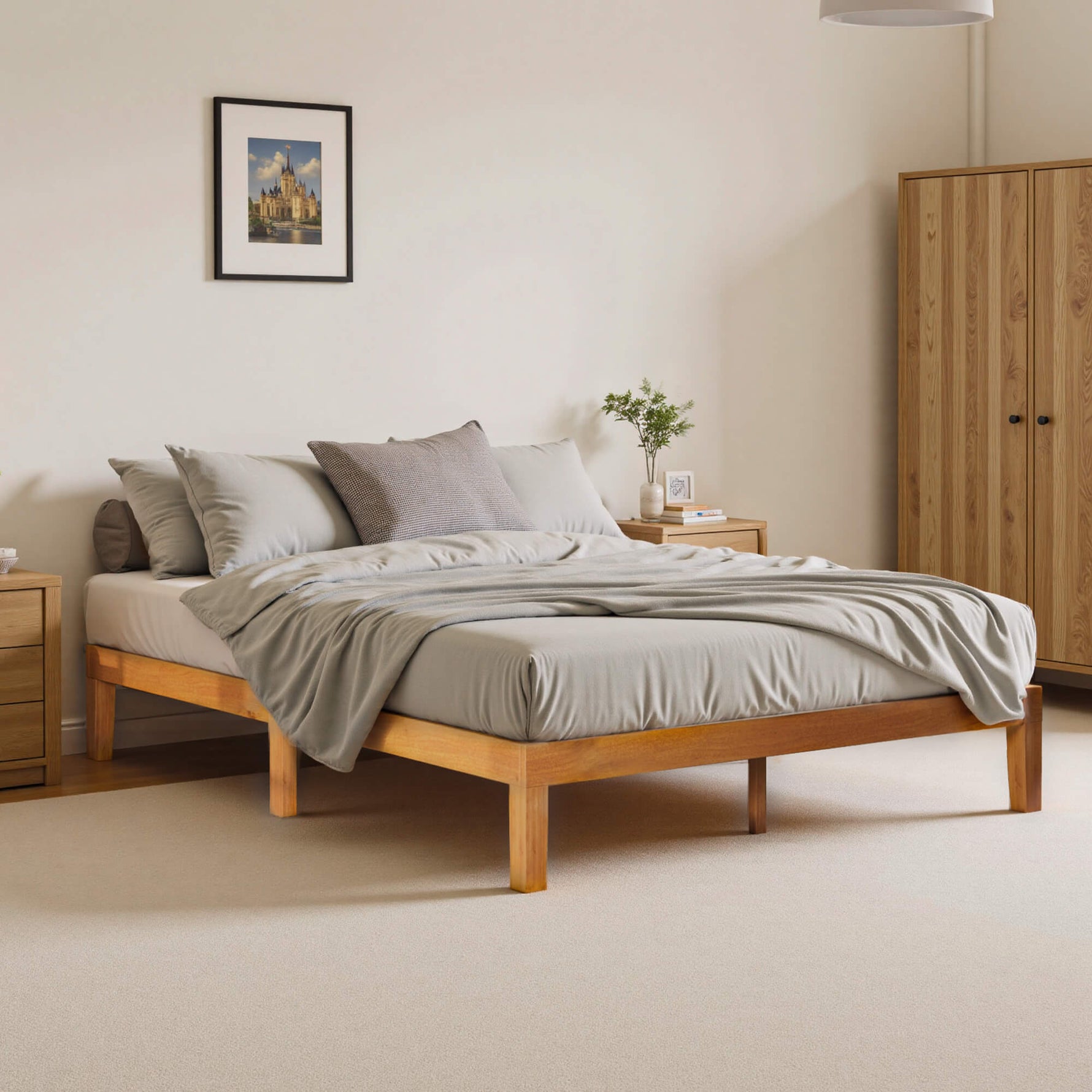 StockMAX Minimalist Solid Wood Bed Frame for Bedroom