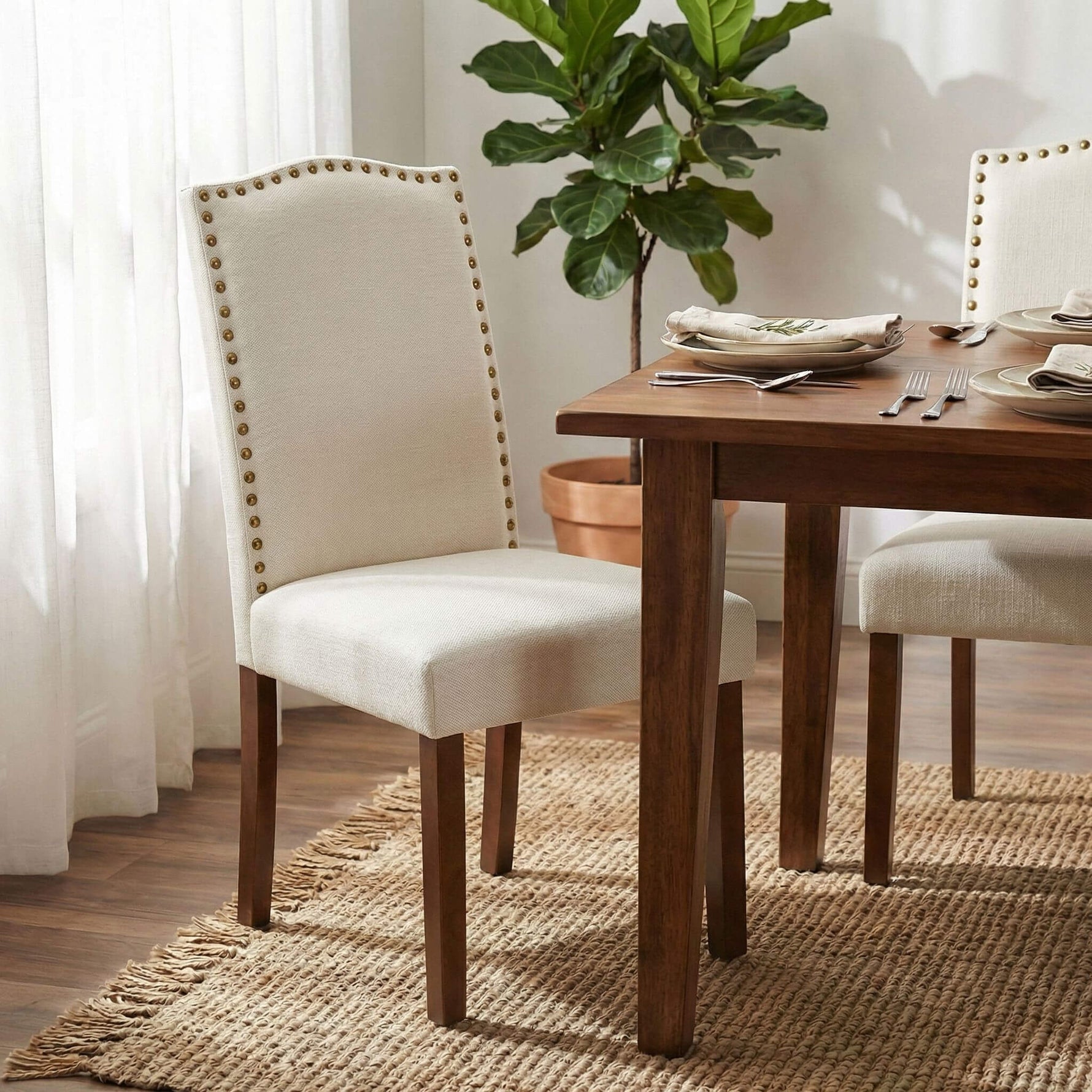 StockMAX Wooden Dining Chair with Leather Cushion for Dining Room