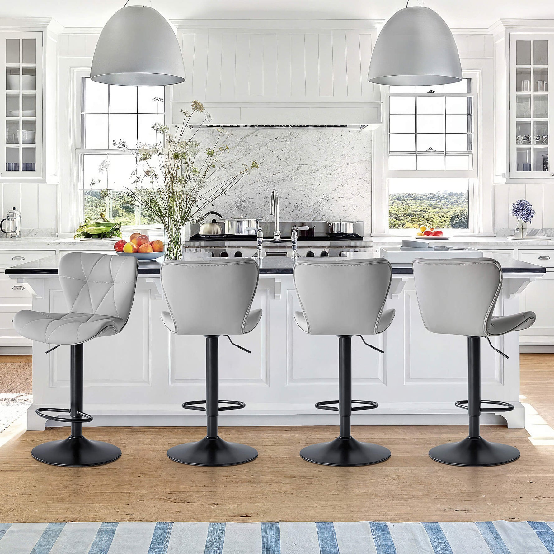 StockMAX Faux Leather Diamond-Quilted Bar Stool-set of 2